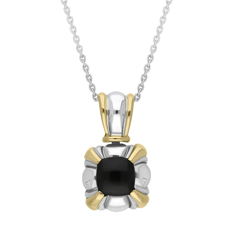 Sterling Silver Whitby Jet Square Banded Necklace D sold by C.W. Sellors
