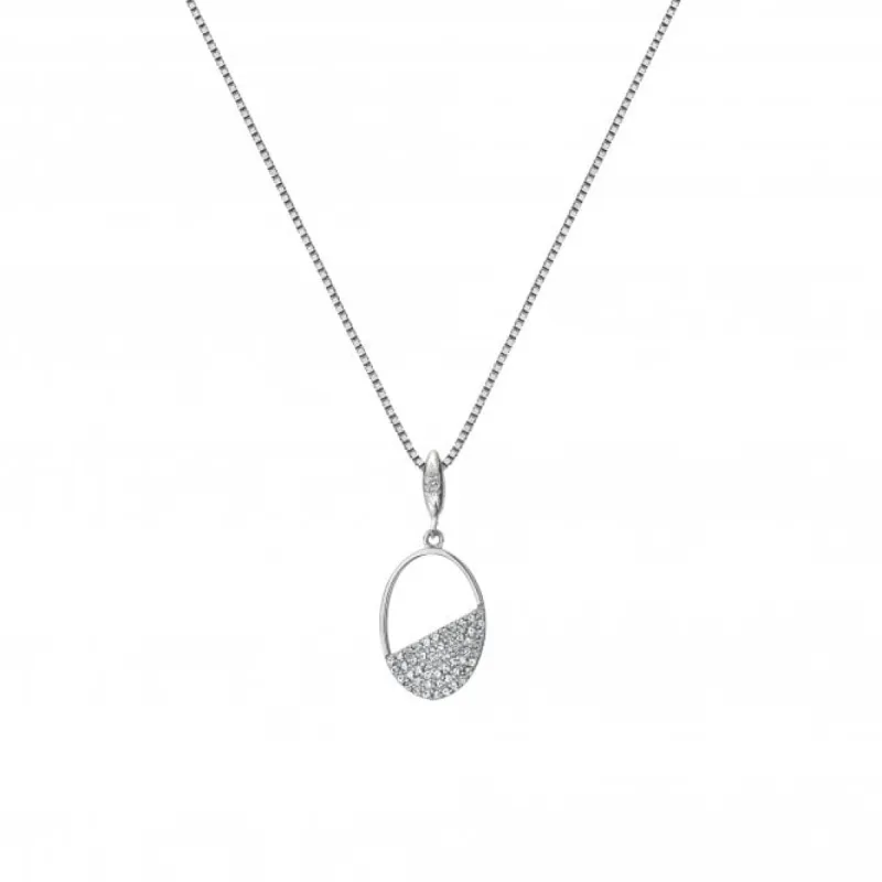 Hot Diamonds Horizon Sterling Silver White Topaz Oval Necklace D sold by C.W. Sellors
