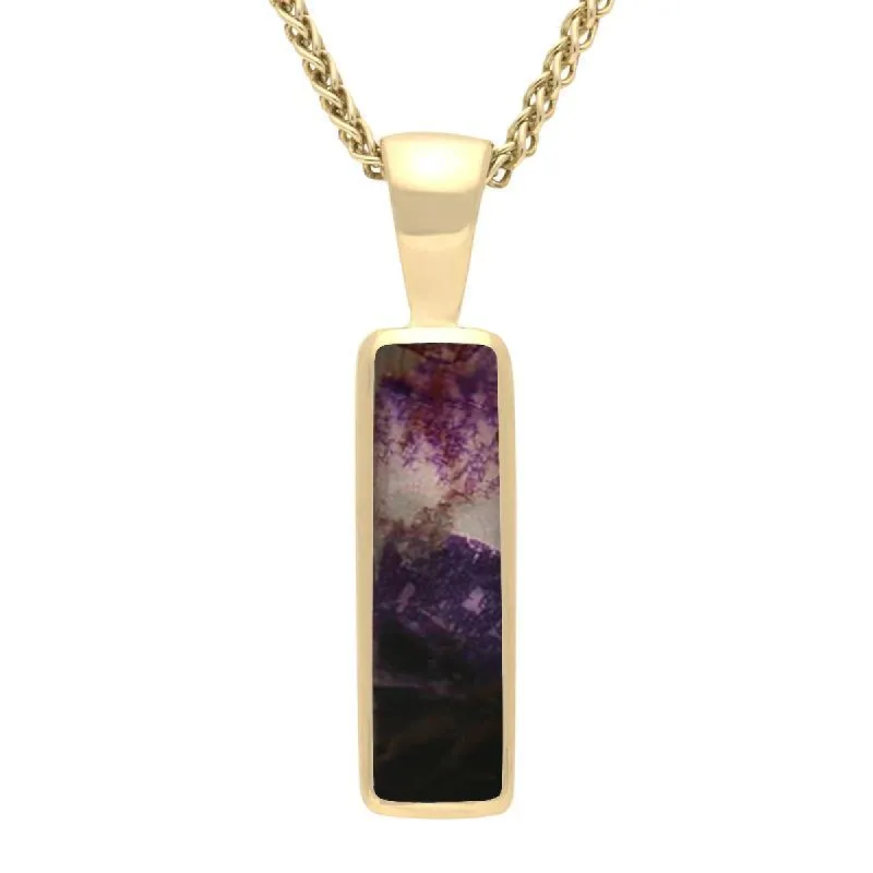 9ct Yellow Gold Blue John Small Oblong Necklace sold by C.W. Sellors