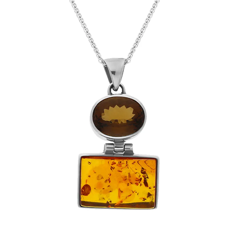 Sterling Silver Amber Beer Quartz Necklace D sold by C.W. Sellors
