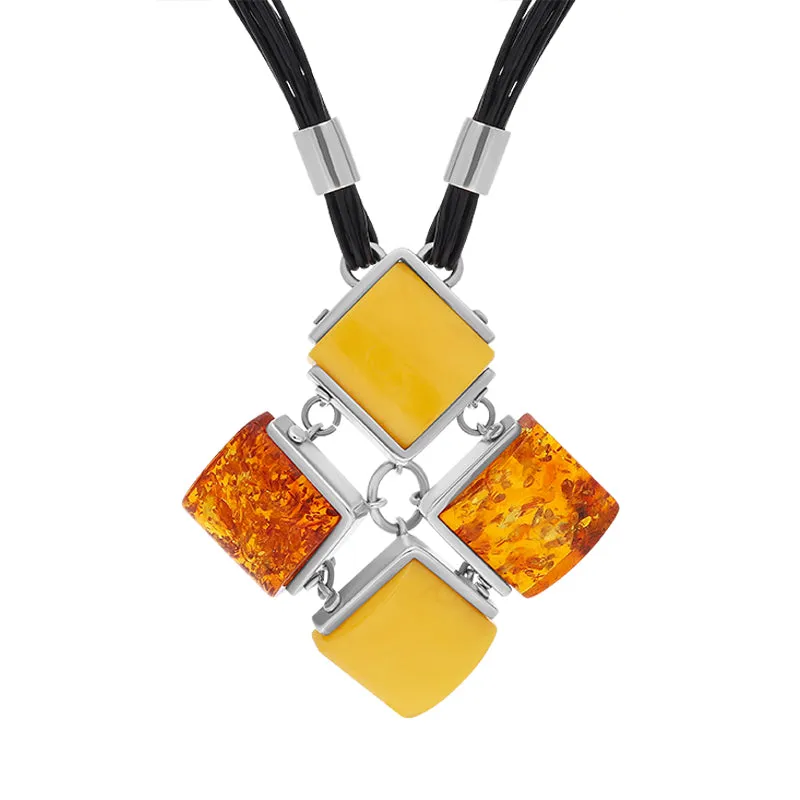 Sterling Silver Amber Four Stone Multi Strand Necklace D sold by C.W. Sellors