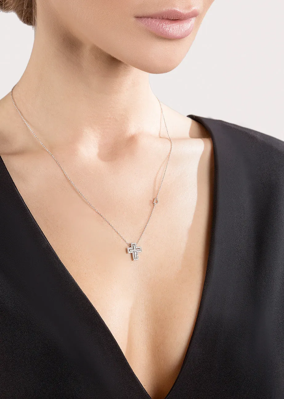 Damiani Belle Epoque 18ct White Gold 0.18ct Diamond Cross Necklace sold by C.W. Sellors product image thumbnail 2
