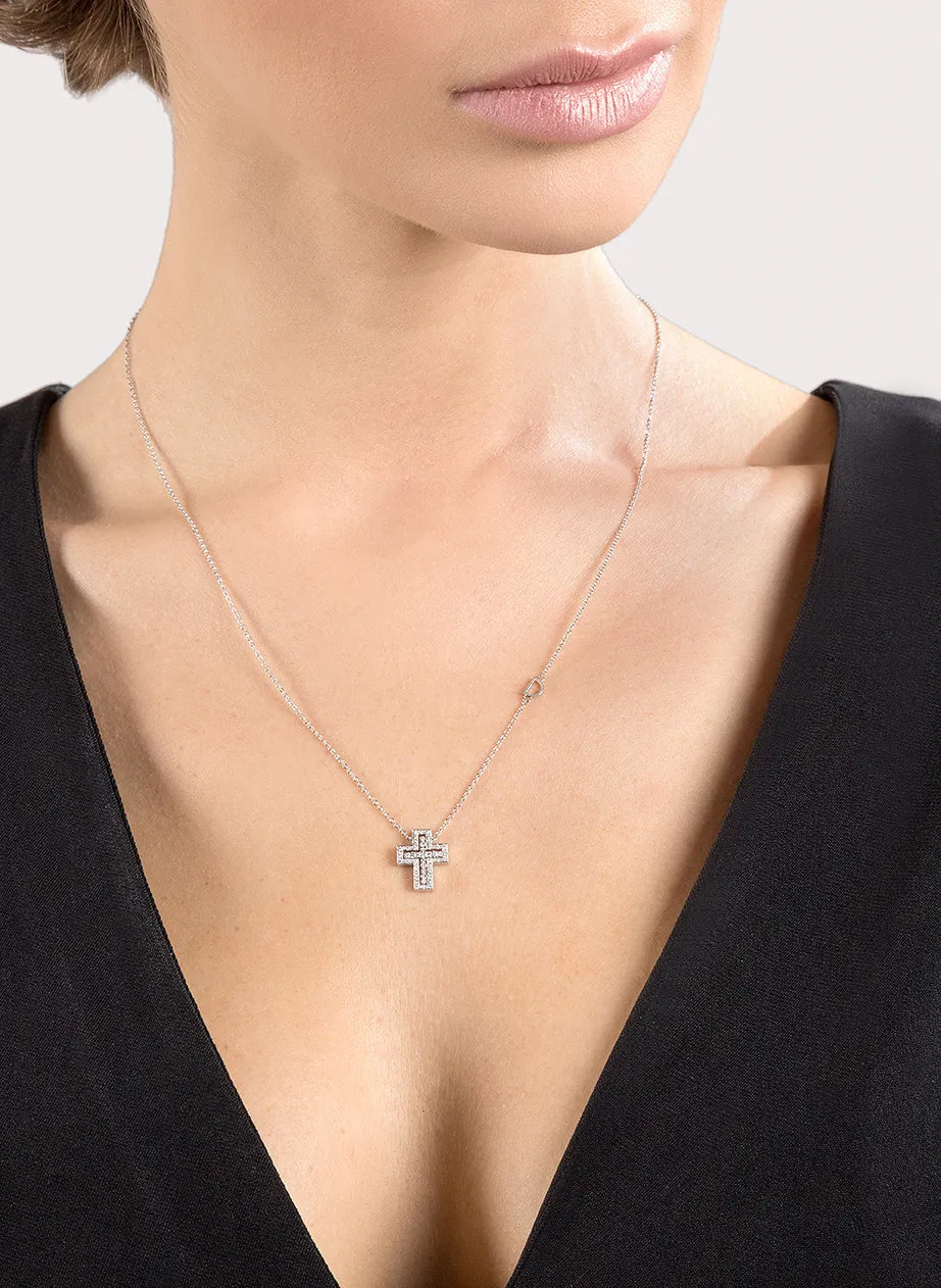 Damiani Belle Epoque 18ct White Gold 0.18ct Diamond Cross Necklace sold by C.W. Sellors product image thumbnail 3