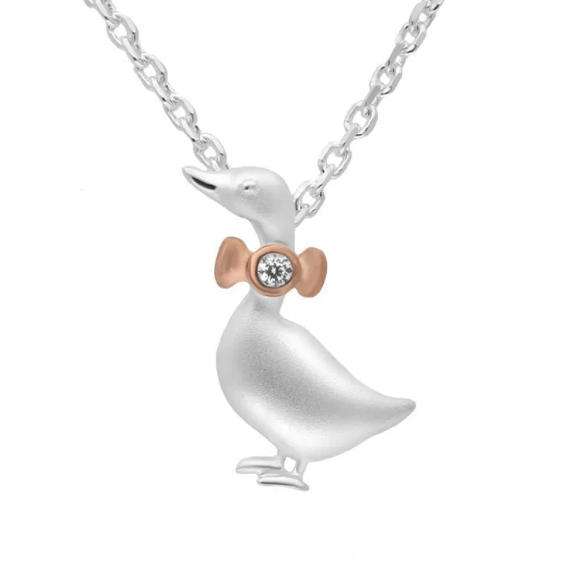 Rose Sterling Silver Plated Plated Cubic Zirconia Goose Necklace made by C.W. Sellors