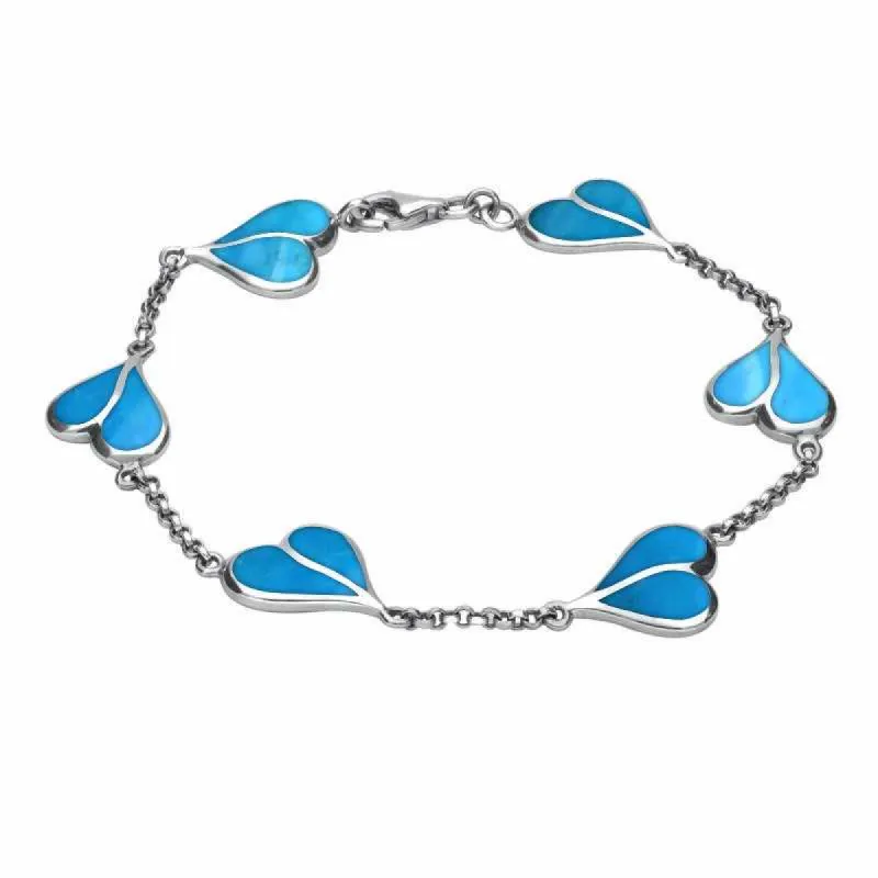 Sterling Silver Turquoise Split Heart Bracelet sold by C.W. Sellors