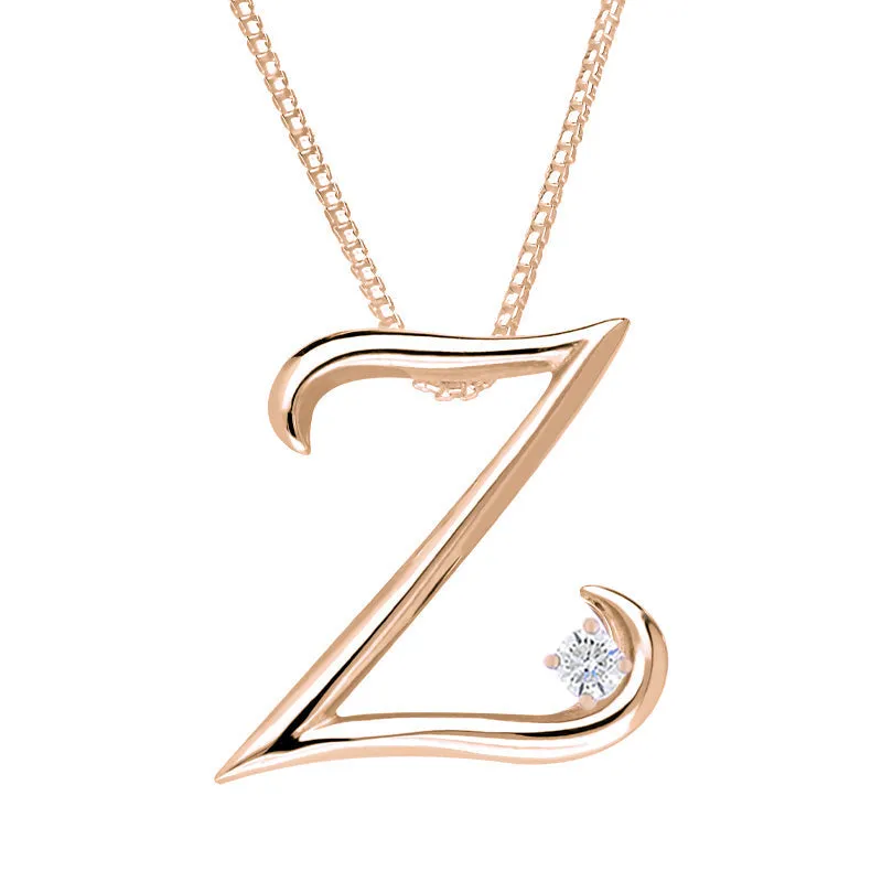 Love Letters 9ct Rose Gold 0.10ct Diamond Initial Z Necklace sold by C.W. Sellors