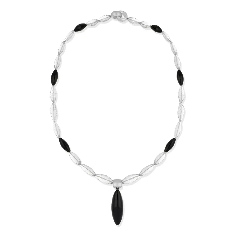 Sterling Silver Whitby Jet Quartz Marquise Bead Necklace D sold by C.W. Sellors product image thumbnail 2