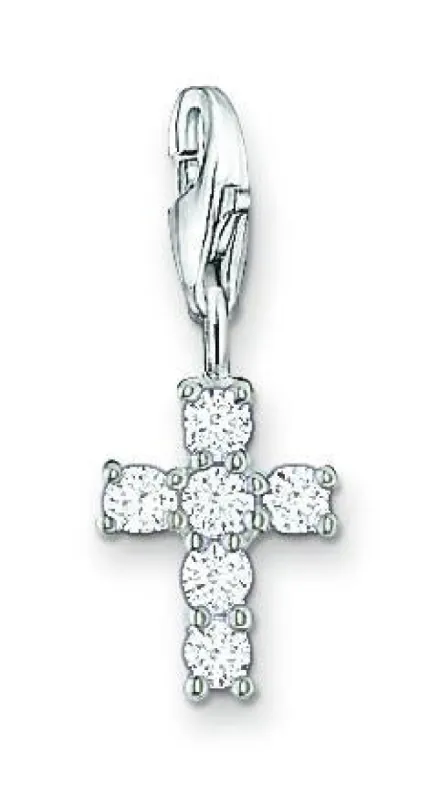 Thomas Sabo Charm Club Sterling Silver Cubic Zirconia Cross Charm sold by C.W. Sellors