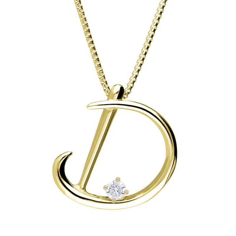 Love Letters 9ct Yellow Gold 0.10ct Diamond Initial D Necklace sold by C.W. Sellors