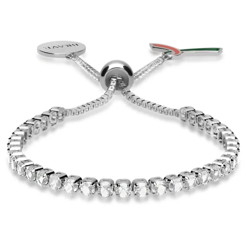 Brave Ribbon Charity Sterling Silver Cubic Zirconia White Bracelet sold by C.W. Sellors