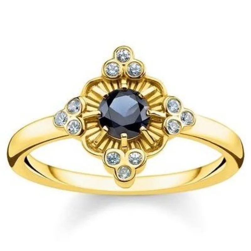 Thomas Sabo Glam And Soul Yellow Gold Black Zirconia Royalty Ring D sold by C.W. Sellors