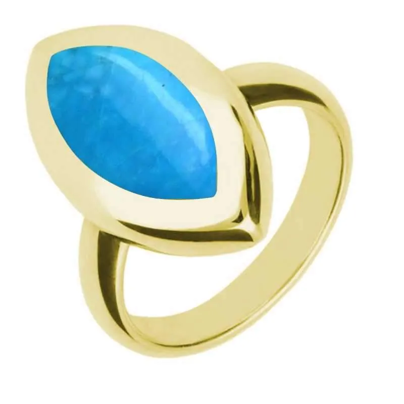 9ct Yellow Gold Turquoise Framed Marquise Ring sold by C.W. Sellors