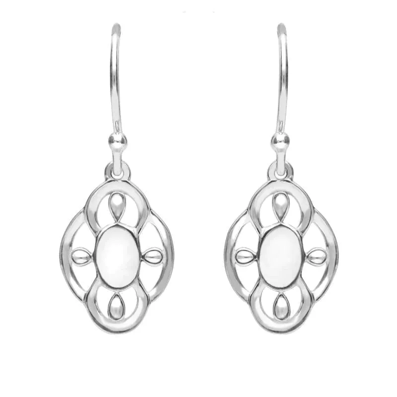 Sterling Silver Bauxite Open Petal Edge Flower Hook Earrings sold by C.W. Sellors