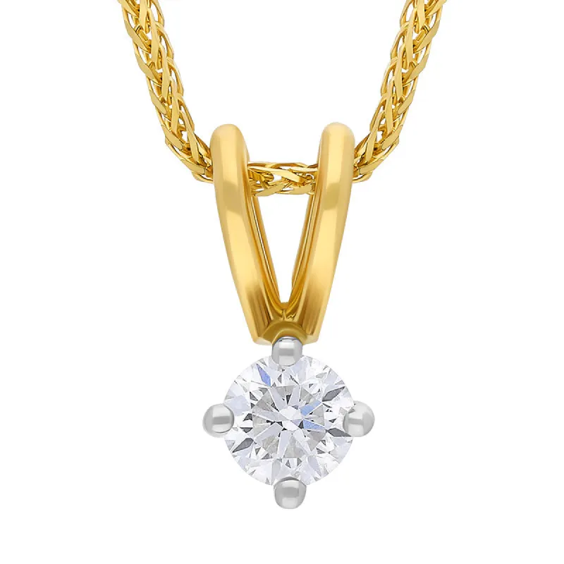 18ct Yellow Gold 0.20ct Diamond Brilliant Cut Solitaire Pendant Necklace sold by C.W. Sellors