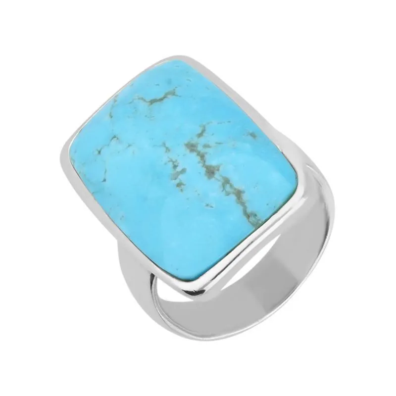 Sterling Silver Turquoise Chunky Oblong Ring D sold by C.W. Sellors