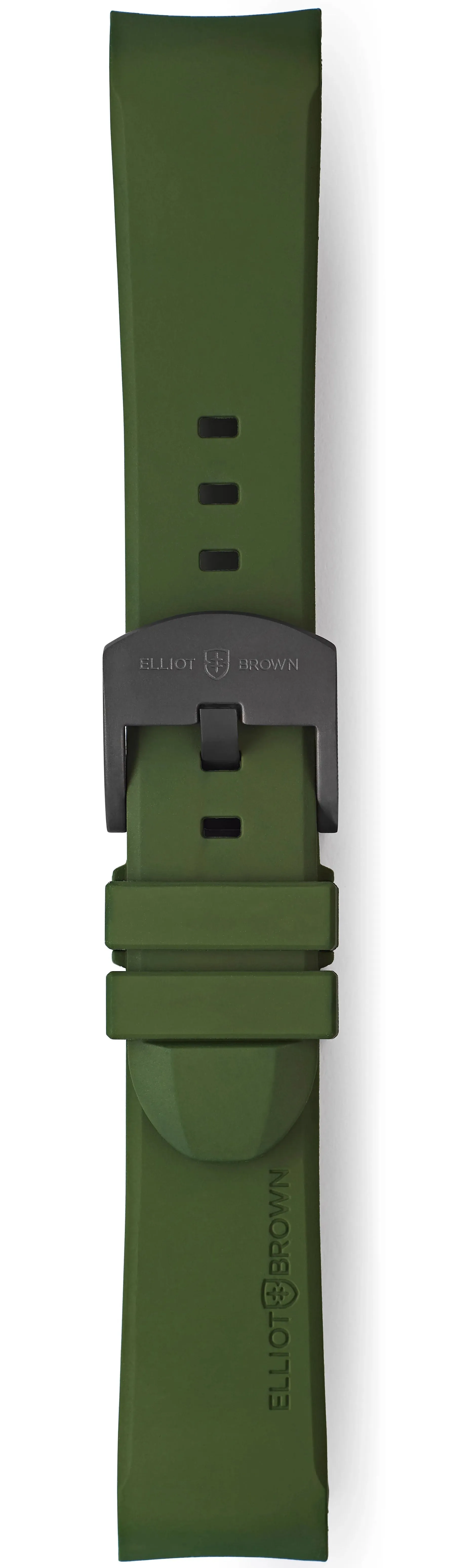 Elliot Brown Strap Leather 22mm Dark Green Gunmetal Tongue Buckle sold by C.W. Sellors
