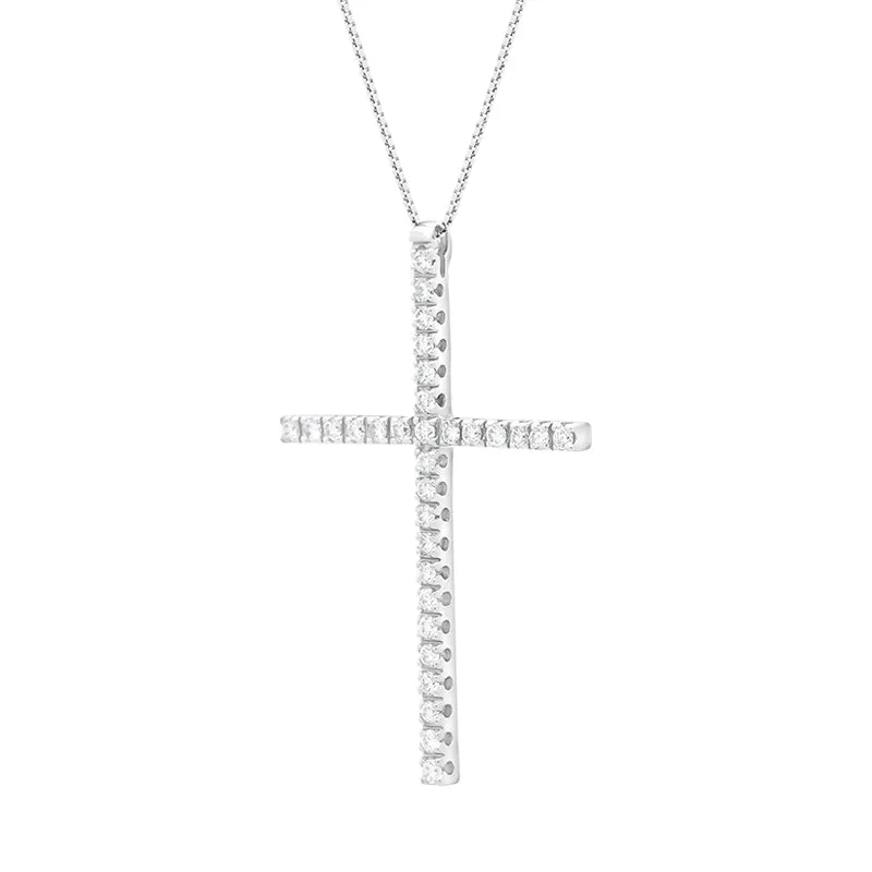 18ct White Gold 0.93ct Large Diamond Cross Necklace D sold by C.W. Sellors product image thumbnail 2