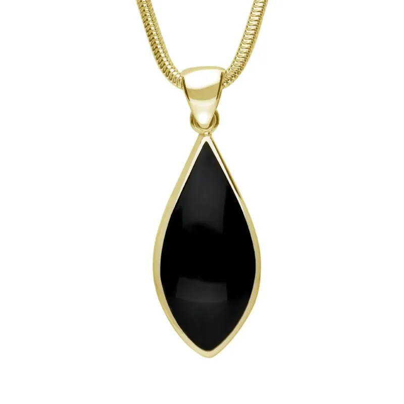 9ct Yellow Gold Whitby Jet Pointed Pear Necklace sold by C.W. Sellors
