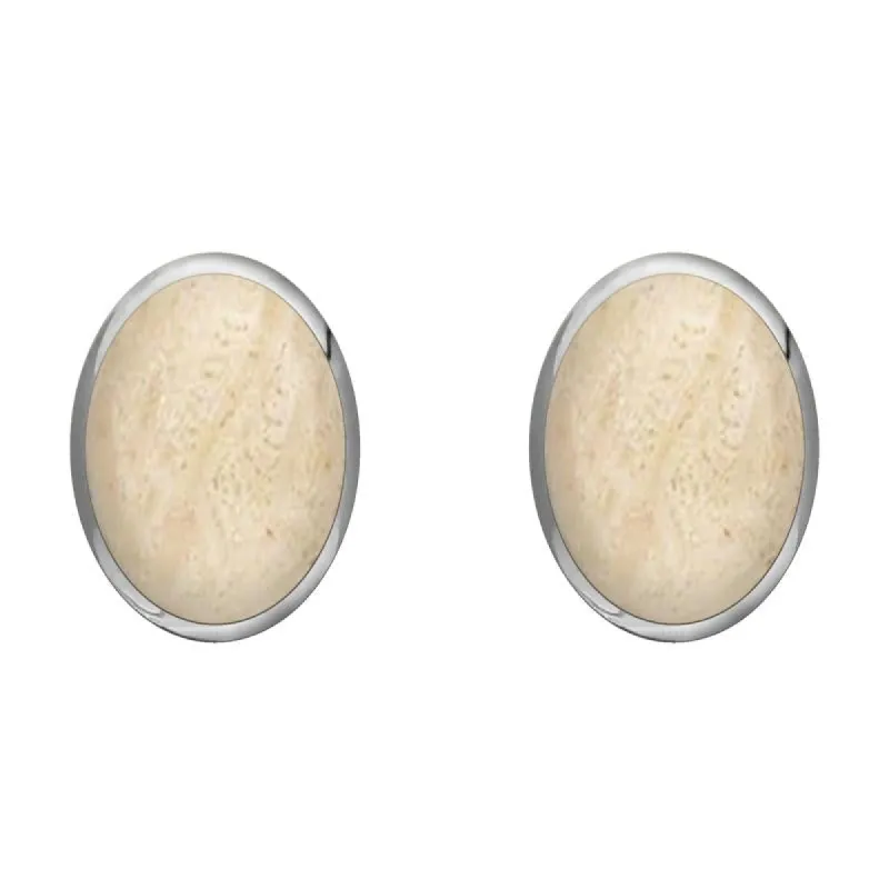 Sterling Silver Coquina 8 x 10mm Classic Large Oval Stud Earrings sold by C.W. Sellors