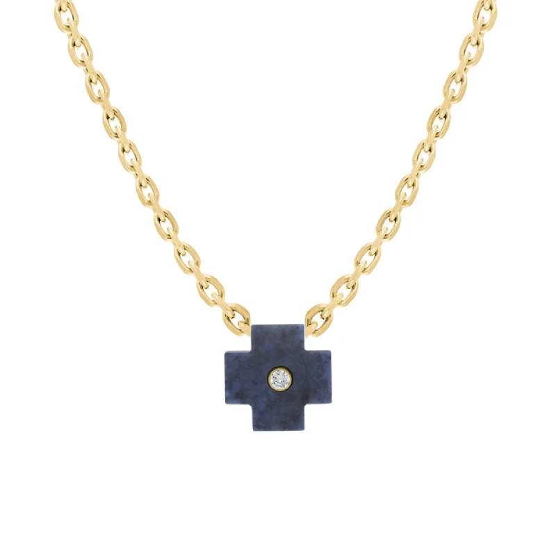 18ct Yellow Gold Onyx Diamond Cross Charm D sold by C.W. Sellors