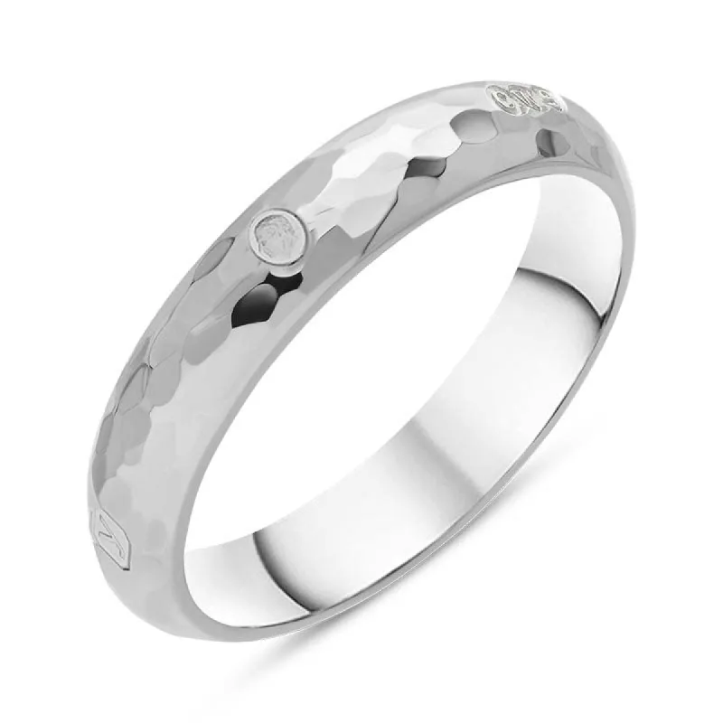 Sterling Silver King's Coronation Hallmark Hammered 4mm Ring D sold by C.W. Sellors