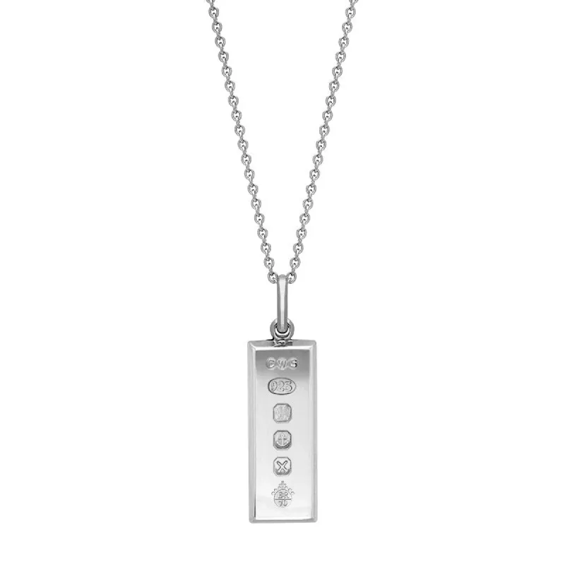 Sterling Silver Queen's Jubilee Hallmark Small Ingot Necklace D sold by C.W. Sellors