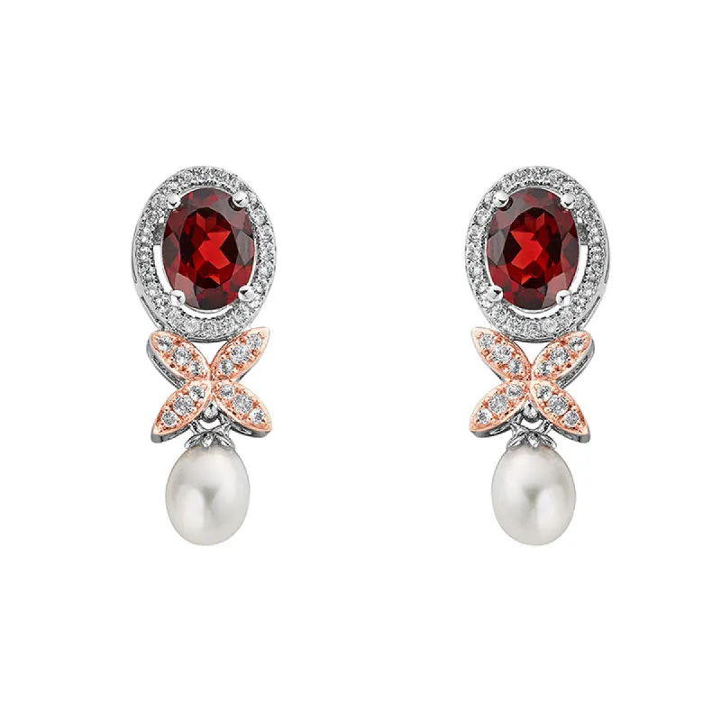 Clogau Queens Jubilee Superbloom Garnet Earrings D sold by C.W. Sellors