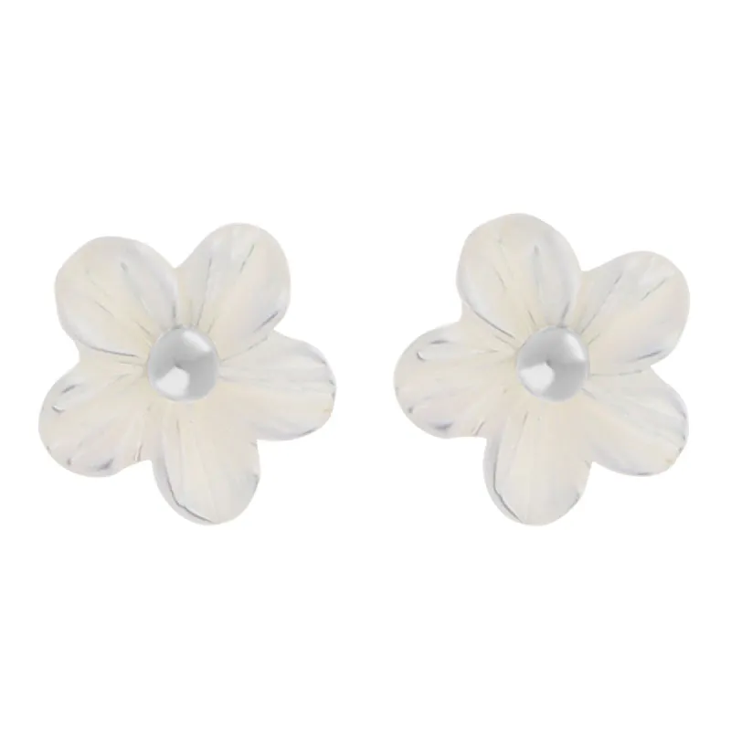 Sterling Silver White Mother of Pearl Tuberose 6mm White Mother of Pearl Stud Earrings sold by C.W. Sellors