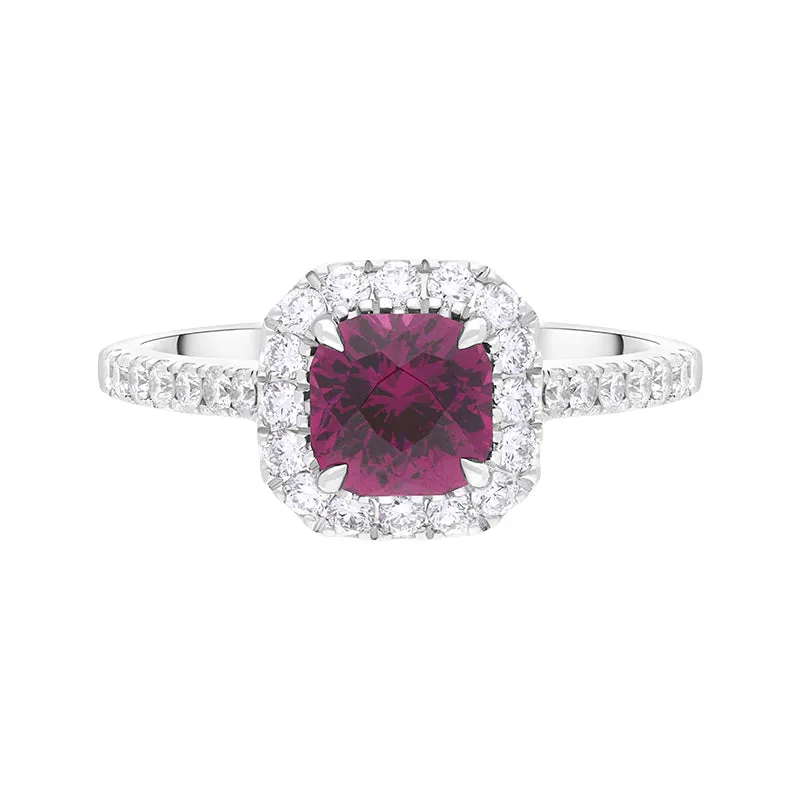 18ct White Gold Pink Tourmaline Diamond Shoulder Set Cushion Cluster Ring sold by C.W. Sellors product image thumbnail 3