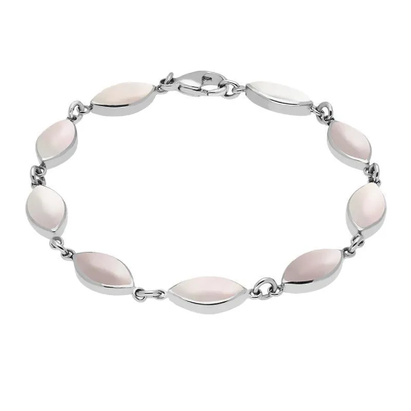 Sterling Silver Pink Mother of Pearl Marquise Bracelet sold by C.W. Sellors