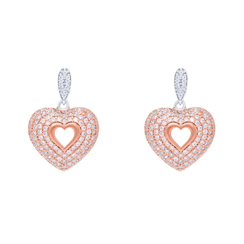 Rose Gold Sterling Silver Plated Heart Drop Earrings sold by C.W. Sellors
