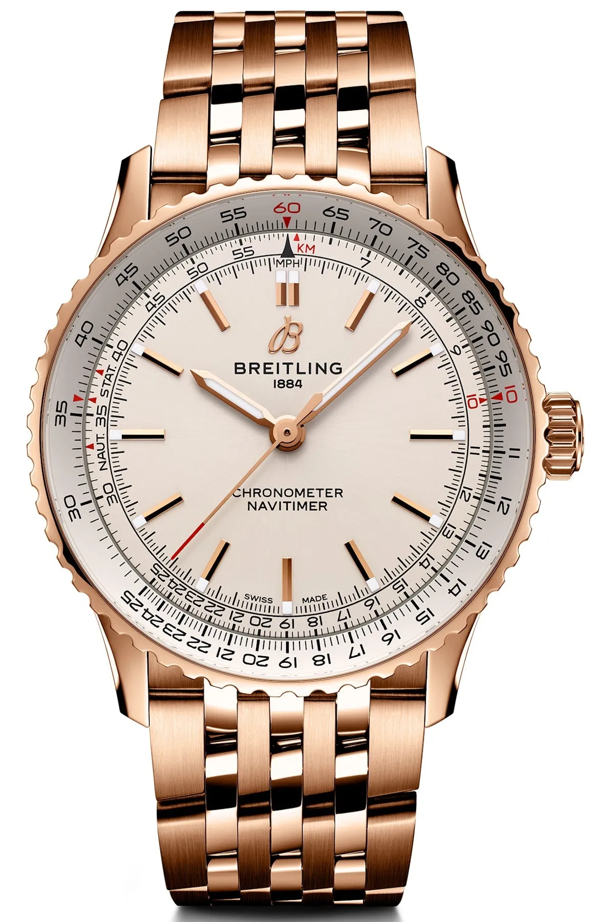 Breitling Navitimer Automatic 41 18k Red Gold Bracelet Watch sold by C.W. Sellors