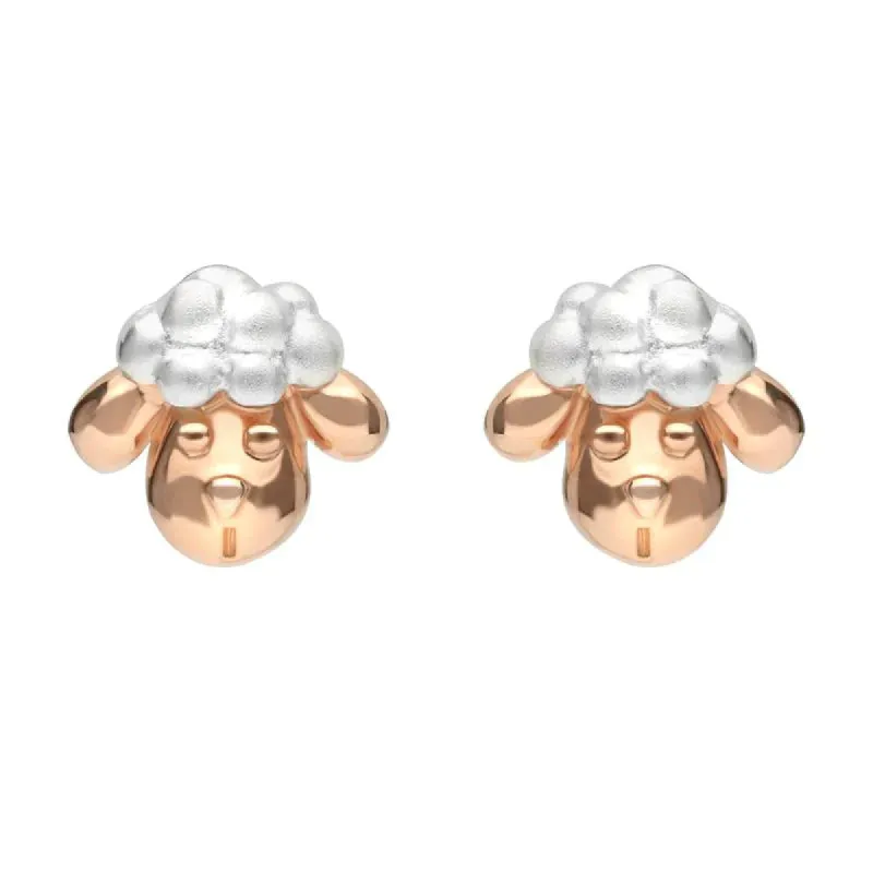 Rose Gold Plated Sterling Silver Sheep Head Earrings D sold by C.W. Sellors