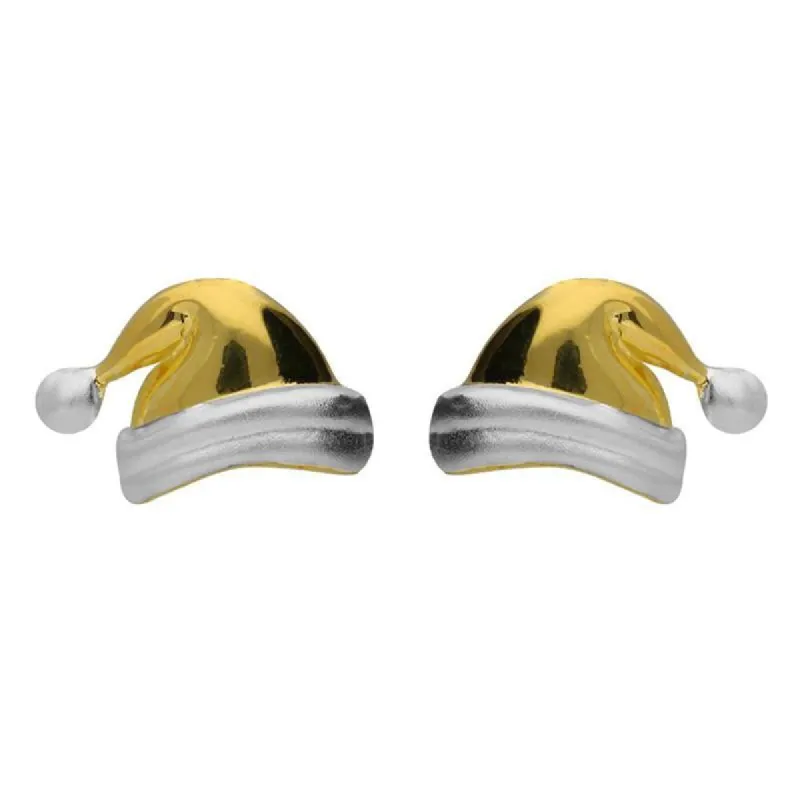 Yellow Gold Plated Sterling Silver Santa Hat Stud Earrings sold by C.W. Sellors