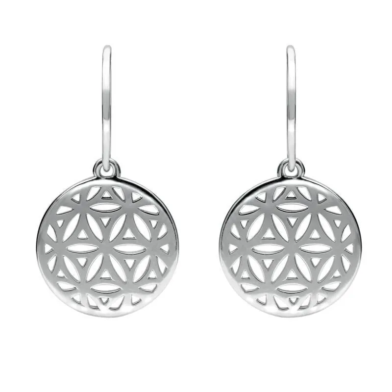 Sterling Silver Round Pierced Disc Hook Drop Earrings sold by C.W. Sellors