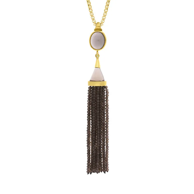 Gold Plated Sterling Silver Smokey Quartz Cascade Tassel Necklace D sold by C.W. Sellors