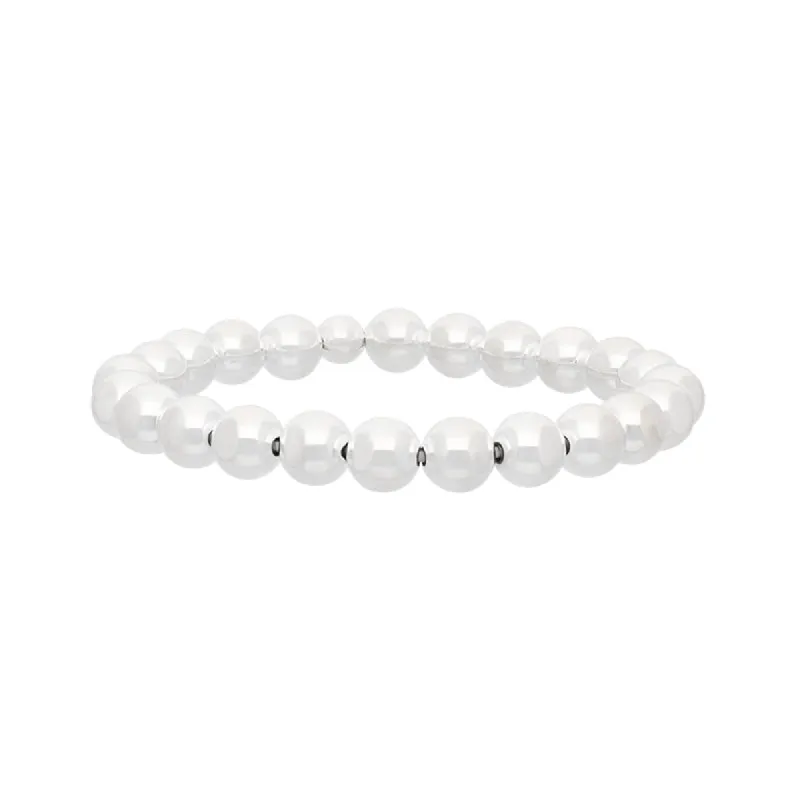Sterling Silver 8mm White Bead Bracelet sold by C.W. Sellors