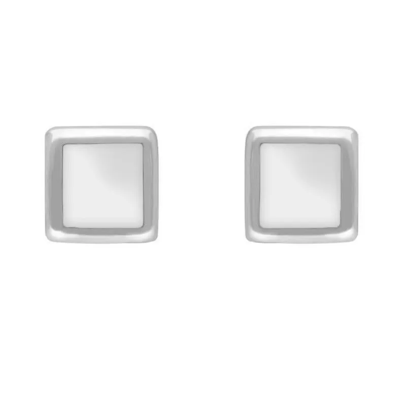 Sterling Silver Bauxite Dinky Square Stud Earrings sold by C.W. Sellors