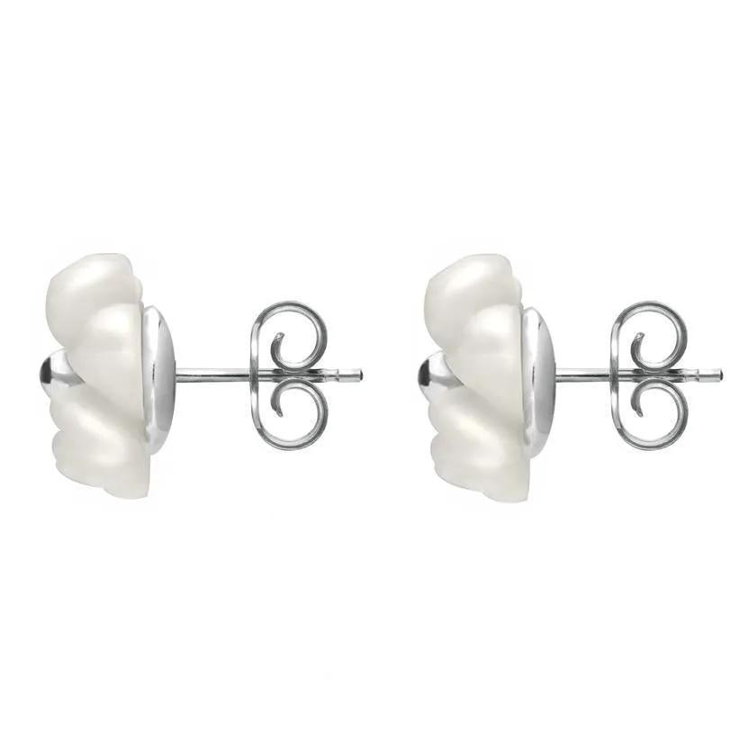 Sterling Silver White Agate Tuberose 8mm Dahlia Stud Earrings sold by C.W. Sellors product image thumbnail 2