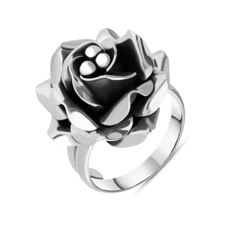 Sterling Silver Rose Adjustable Ring sold by C.W. Sellors