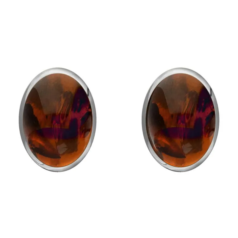 Sterling Silver Amber 8 x 10mm Classic Large Oval Stud Earrings sold by C.W. Sellors