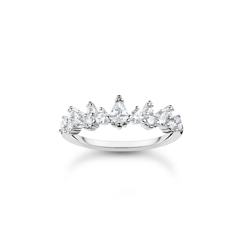 Thomas Sabo Charm Club Sterling Silver Ice Crystals Ring sold by C.W. Sellors
