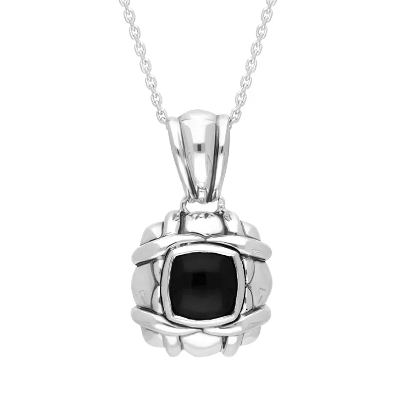 Sterling Silver Whitby Jet Square Weave Necklace D sold by C.W. Sellors