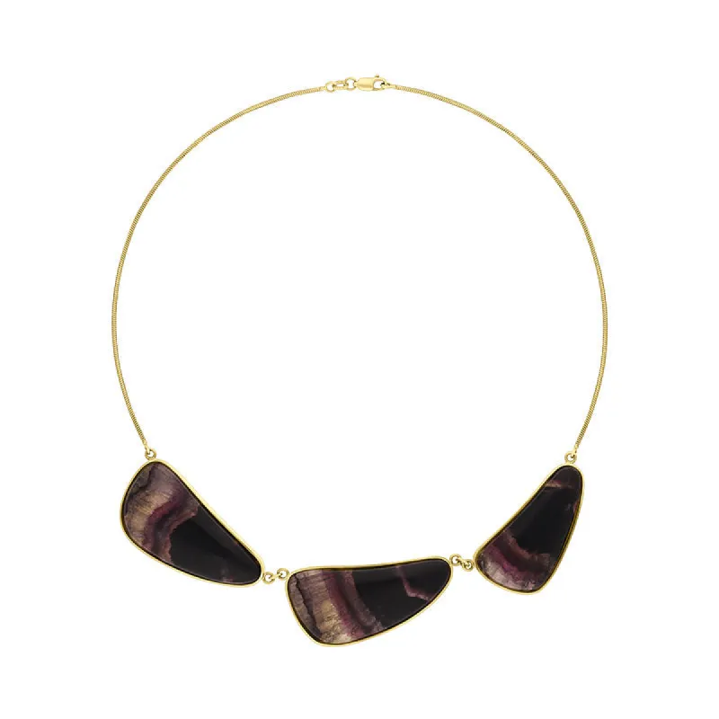 9ct Yellow Gold Blue John Unique Collar Necklace D sold by C.W. Sellors