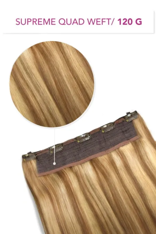 Butterscotch Blonde (#10/16) Supreme Quad Weft One Piece Clip In Hair Extensions sold by Cliphair
