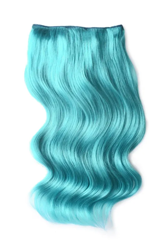 Double Wefted Full Head Remy Clip in Human Hair Extensions - Turquoise sold by Cliphair