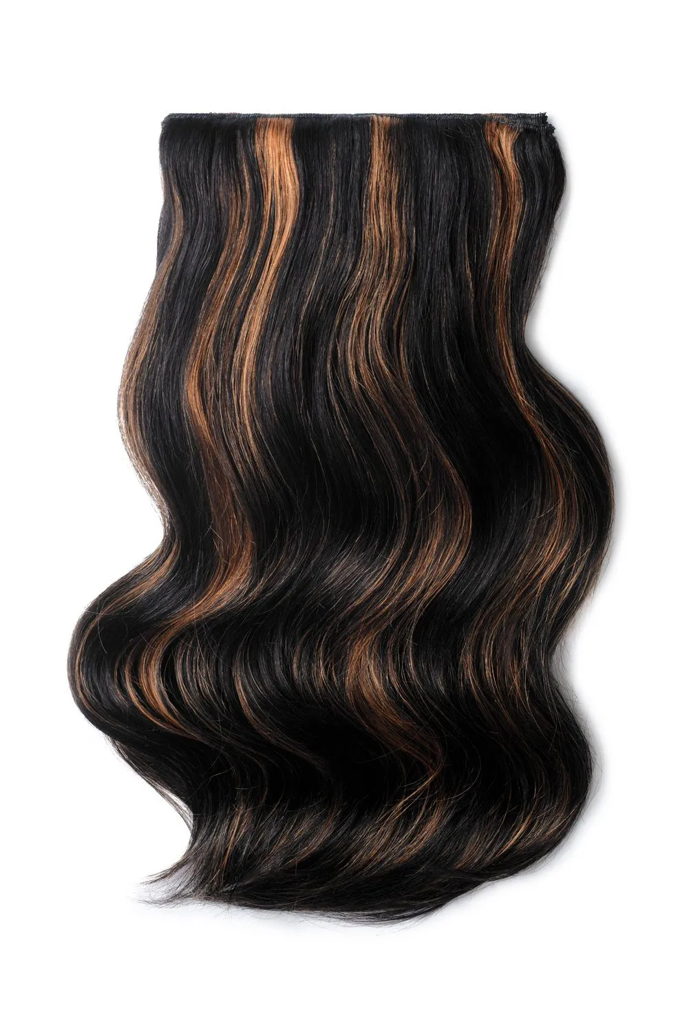 Double Wefted Full Head Remy Clip in Human Hair Extensions - Natural Black/Auburn Mix (#1B/30) sold by Cliphair