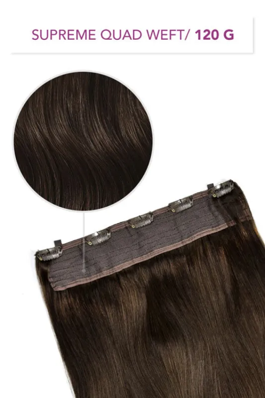 Dark Brown (#3) Supreme Quad Weft One Piece Clip In Hair Extensions sold by Cliphair