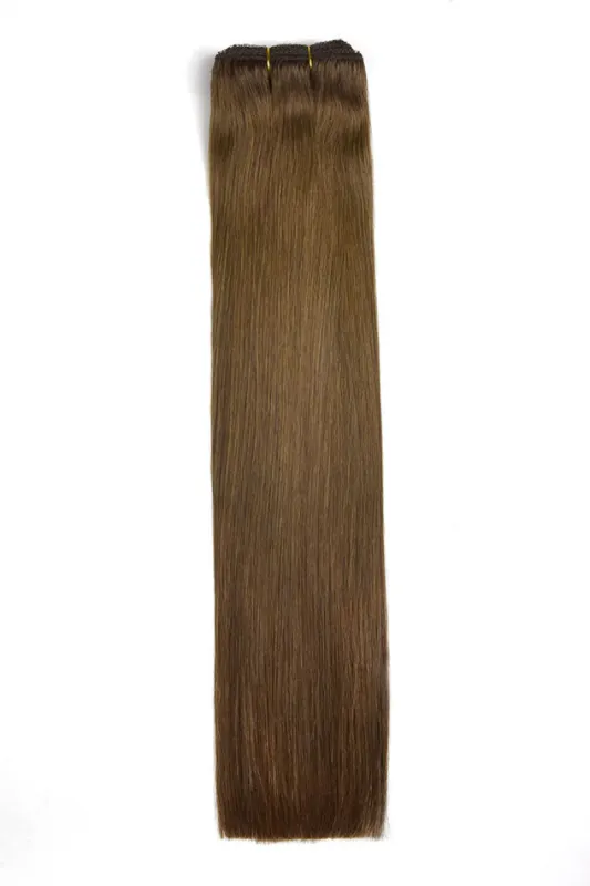 Light/Chestnut Brown (#6) Remy Royale Double Drawn Weave Extensions sold by Cliphair