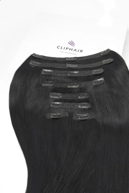 Jet Black (#1) Ultra-Volume Clip In Full Head Set (240-300G) sold by Cliphair